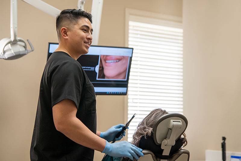 doctor examining dental patient